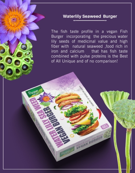 VEGAN Waterlily sea weed fish Burger 